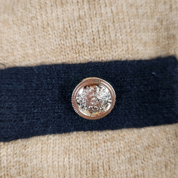 Nanette Lepore Preppy Casual Workwear Twofer Knit Sweater Blouse Camel/Tan XS - Picture 10 of 13